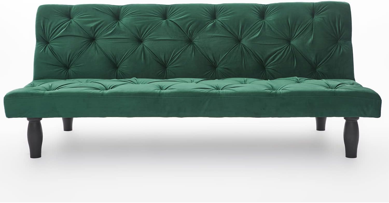 Sofa Converts into Sofa Bed 66" Velvet Sofa Bed Suitable for Family Living Room, Apartment, Bedroom for Boys Girls Teens for Bedroom,Green