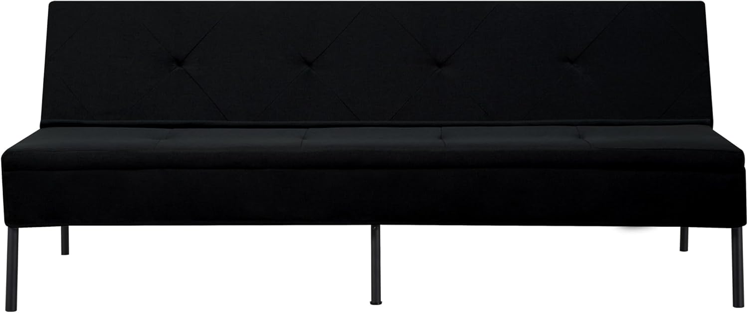 63" Futon Sofa Bed, Convertible Sleeper Sofa with Adjustable Backrest - Modern Living Room, Small Space, Dorm Furniture - Black/Dark Gray