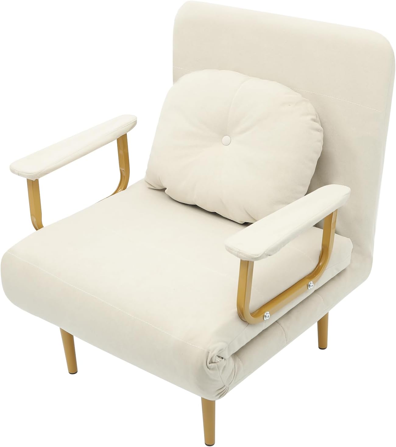 Convertible Sofa Bed, Folding Sleeper Chair with 5-Position Adjustable Backrest, Pull Out Couch Folding Sofa Bed for Living Room, Bedroom, Office, Dorm and Small Spaces (Green)(Beige)