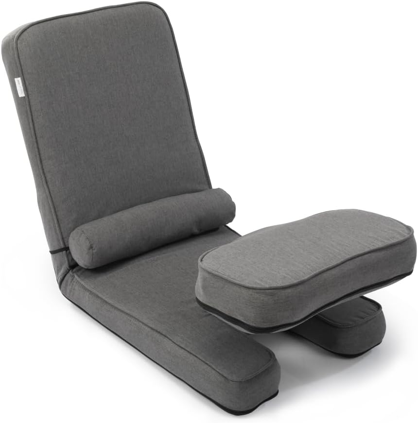 Folding Sofa Bed, Convertible Sleeper Chair Bed with table, Gaming Floor Chair with 5-Position Adjustable Back Support, Small Comfy Couch for Bedroom Small Space, Apartment Dorm, Xmas Gift(Dark Grey)