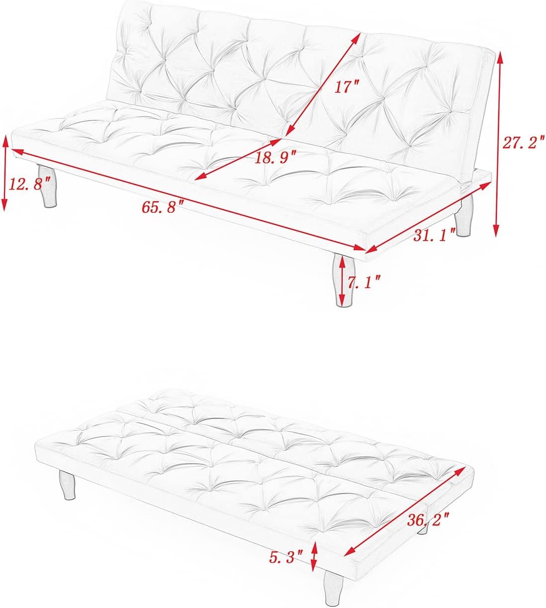 Sofa Converts into Sofa Bed 66" Velvet Sofa Bed Suitable for Family Living Room, Apartment, Bedroom for Boys Girls Teens for Bedroom,Green
