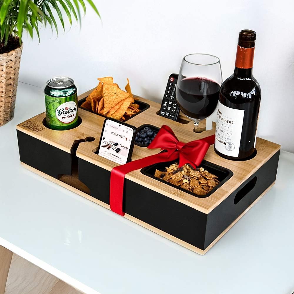 Couch Caddy - Sofa Organiser for Armrest - Convenient Storage for Sofa or Bed - Black