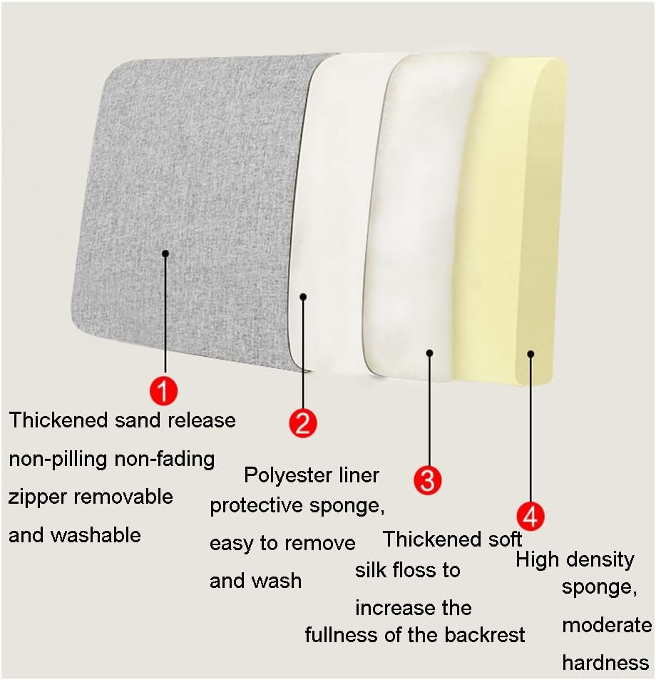 Sofa Backrest Sofa Cushion Linen Fabric Soft Sofa Pillow for Durable Back Cushion Sofa/Daybed/TV/Couch Office Chair Sofa backrest Pillow ( Color : Beige , Size : 100X50X8cm )(Beige,100X50X8cm)