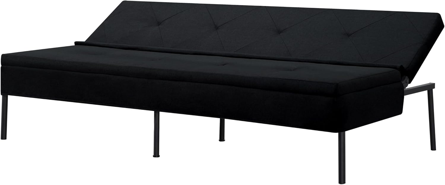 63" Futon Sofa Bed, Convertible Sleeper Sofa with Adjustable Backrest - Modern Living Room, Small Space, Dorm Furniture - Black/Dark Gray