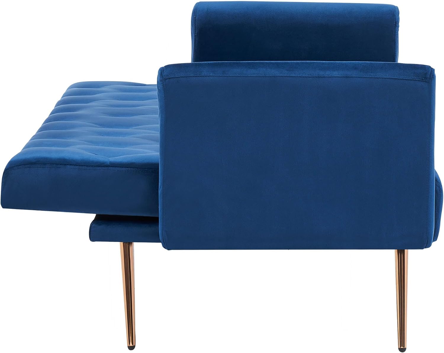 71" Velvet Convertible Folding Sofa Bed for Living Room,Futon Sleeper Sofa Couch with Adjustable Backrest & Removable Armrest for Small Space,Modern Loveseat Couch with Metal Legs (Blue)(Blue)