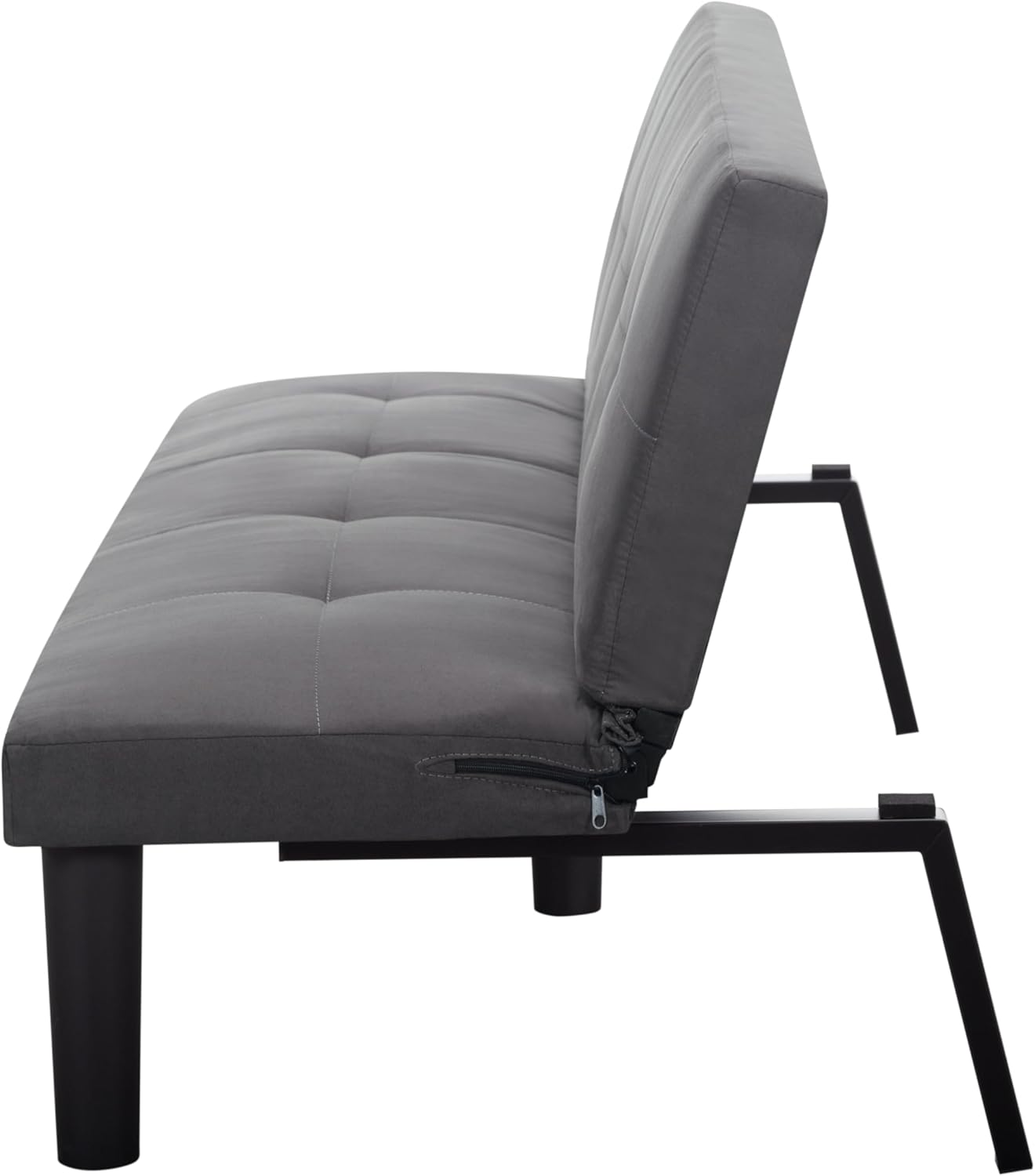 68.9” Futon Sofa Bed, Convertible Sleeper Sofa with Adjustable Backrest, Faux Suede Upholstery, Twin Size for Small Spaces - Black, Dark Grey