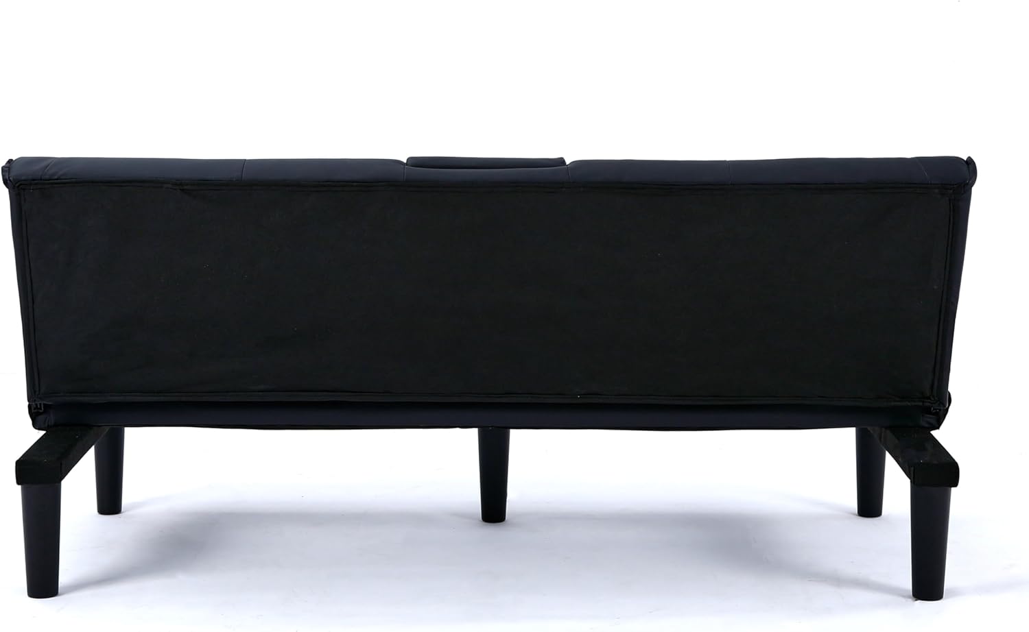Futon Sofa Bed, Modern PU Leather Sleeper Couch, Convertible Couch Bed with Foldable and Cup Holder Design, Folding Recliner for Living Rooms, Apartments, Small Spaces, Easy to Clean (Black)(Black)