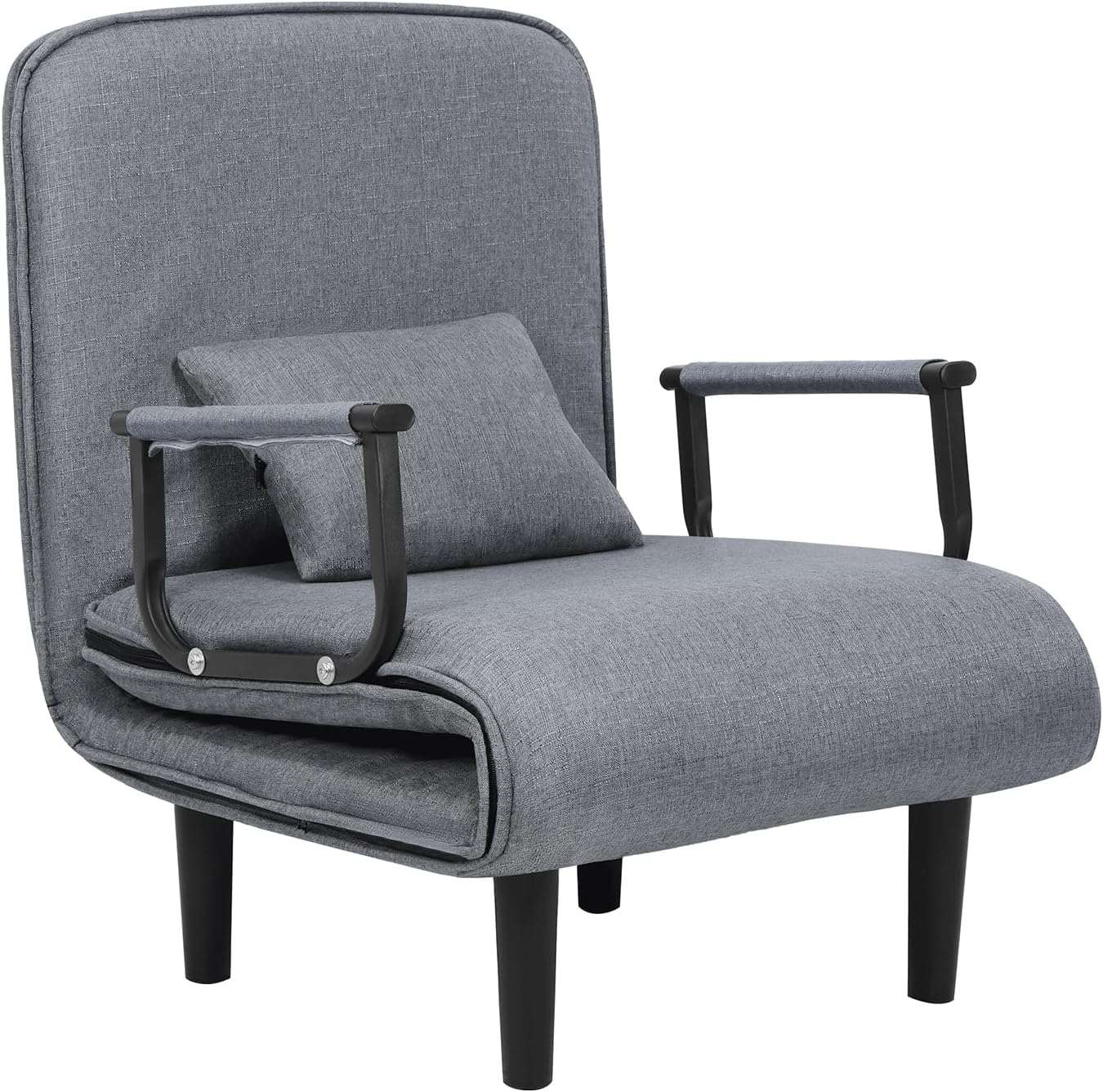 3 in 1 Sofa Chair Bed, Convertible Chair Bed Sofa Bed with Adjustable Backrest, Folding Bed, Zipper Closure Cover Armchair Bed, Accent Chair for Living Apartment,Bedroom,Office Grey 65 cm