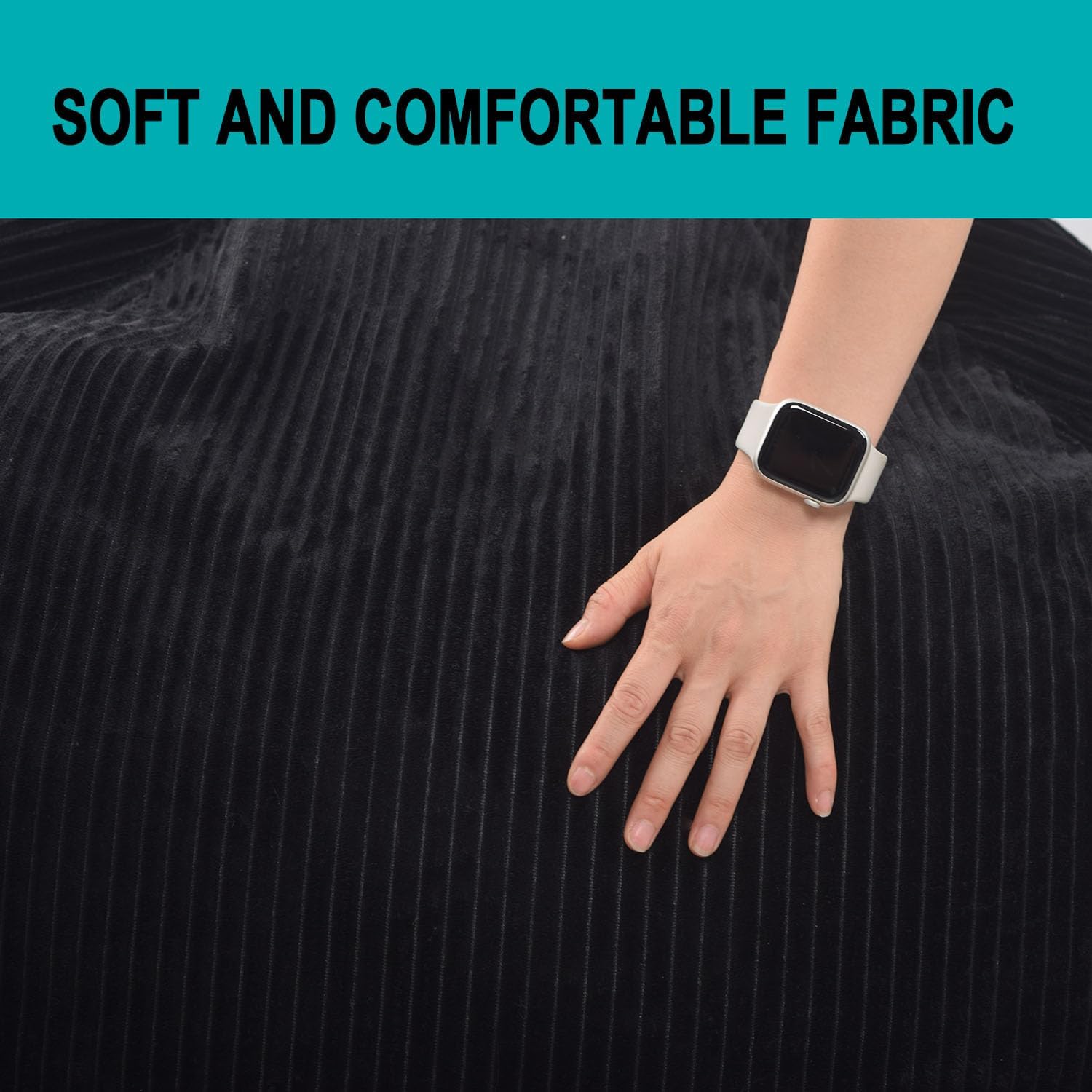 Folding Sofa Bed, Convertible Sleeper Chair Couch Bed Faux Rabbit Fur for Adults, with Back Support Floor Couch Comfy Floor Sofa for Living Room Bedroom, Black, Single(Black,Single)