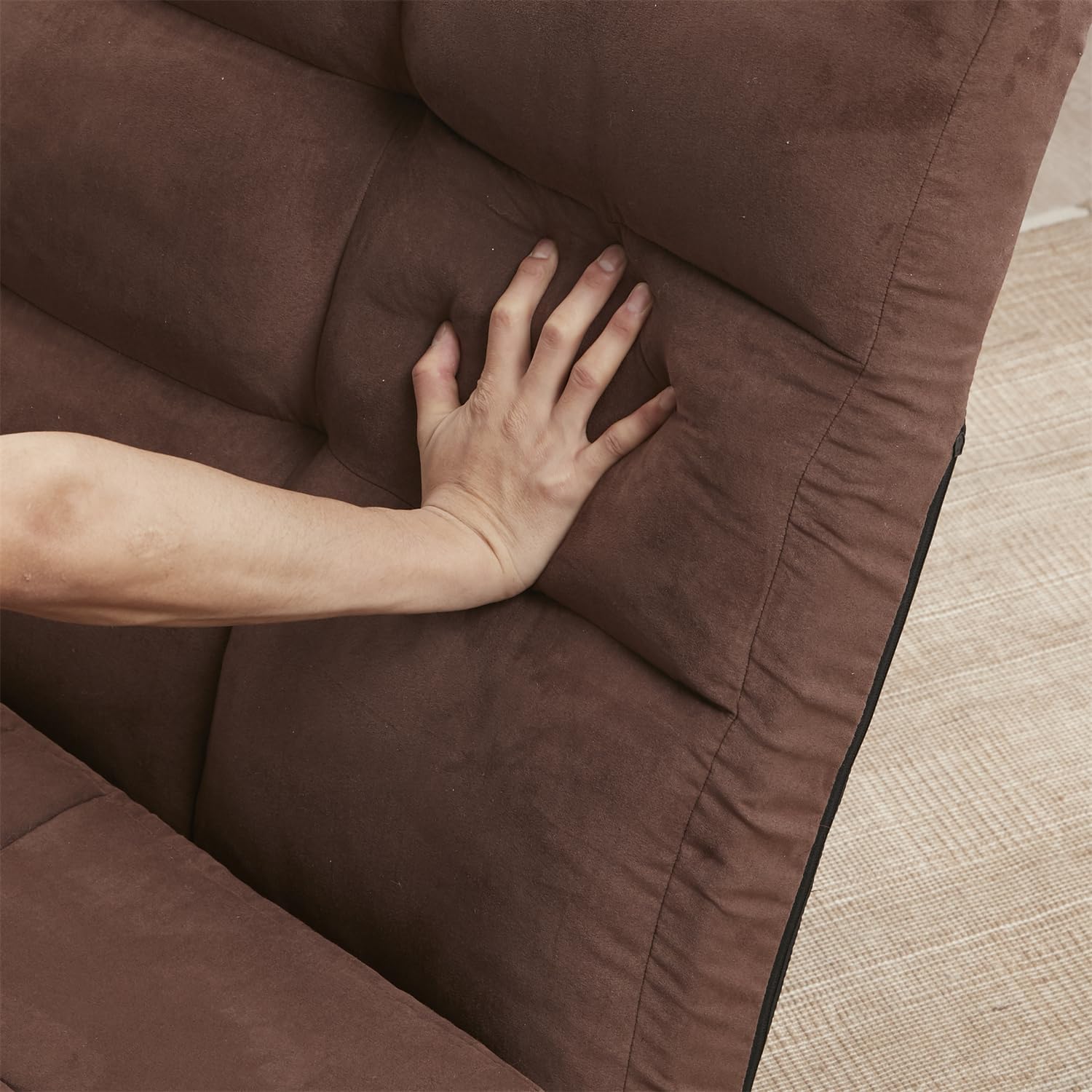 Triple Fold Down Sofa Bed, Adjustable Floor Couch Sofa with One Pillow, 5 Reclining Position, Convertible Upholstered Guest Sleeper,Adjustable Foldable Modern Leisure Sofa Bed Video Gaming Sofa