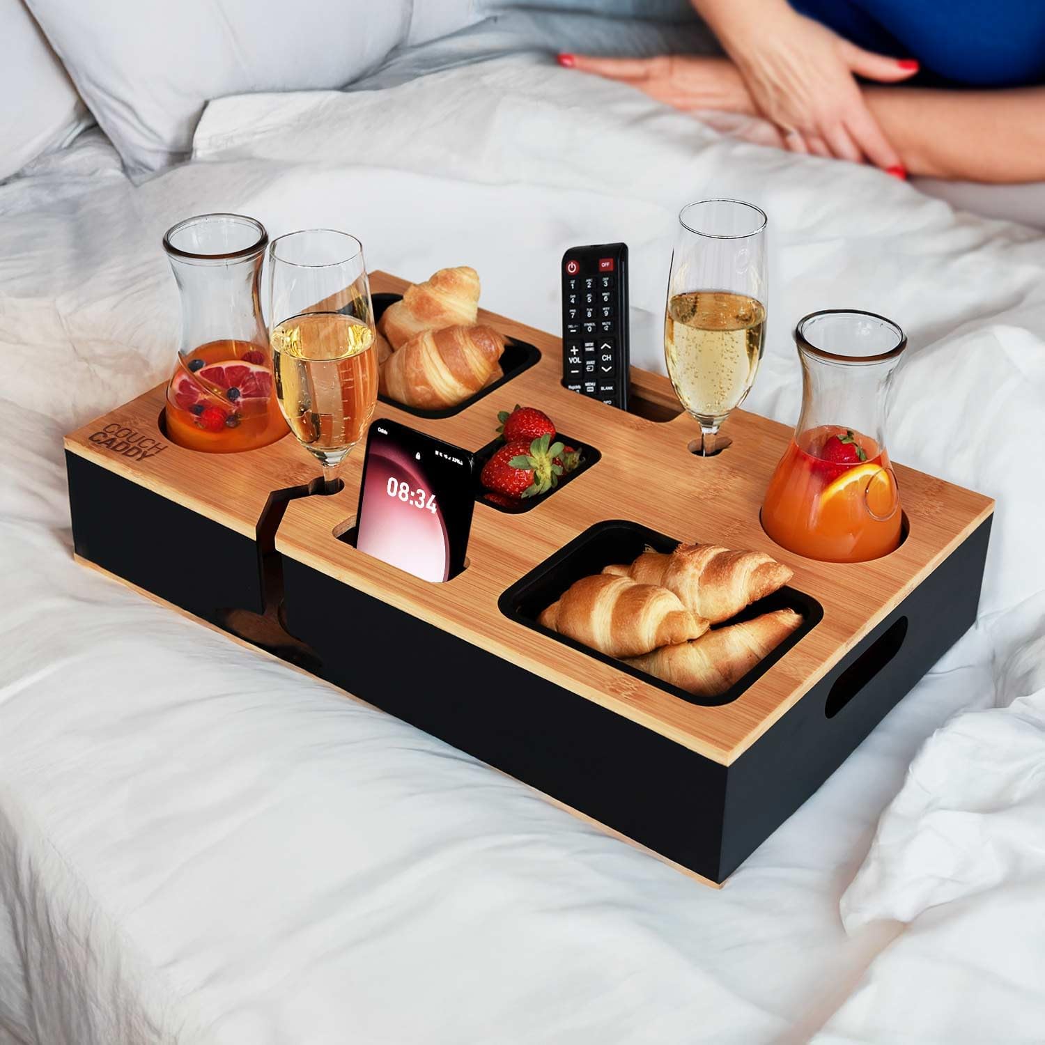 Couch Caddy - Sofa Organiser for Armrest - Convenient Storage for Sofa or Bed - Black