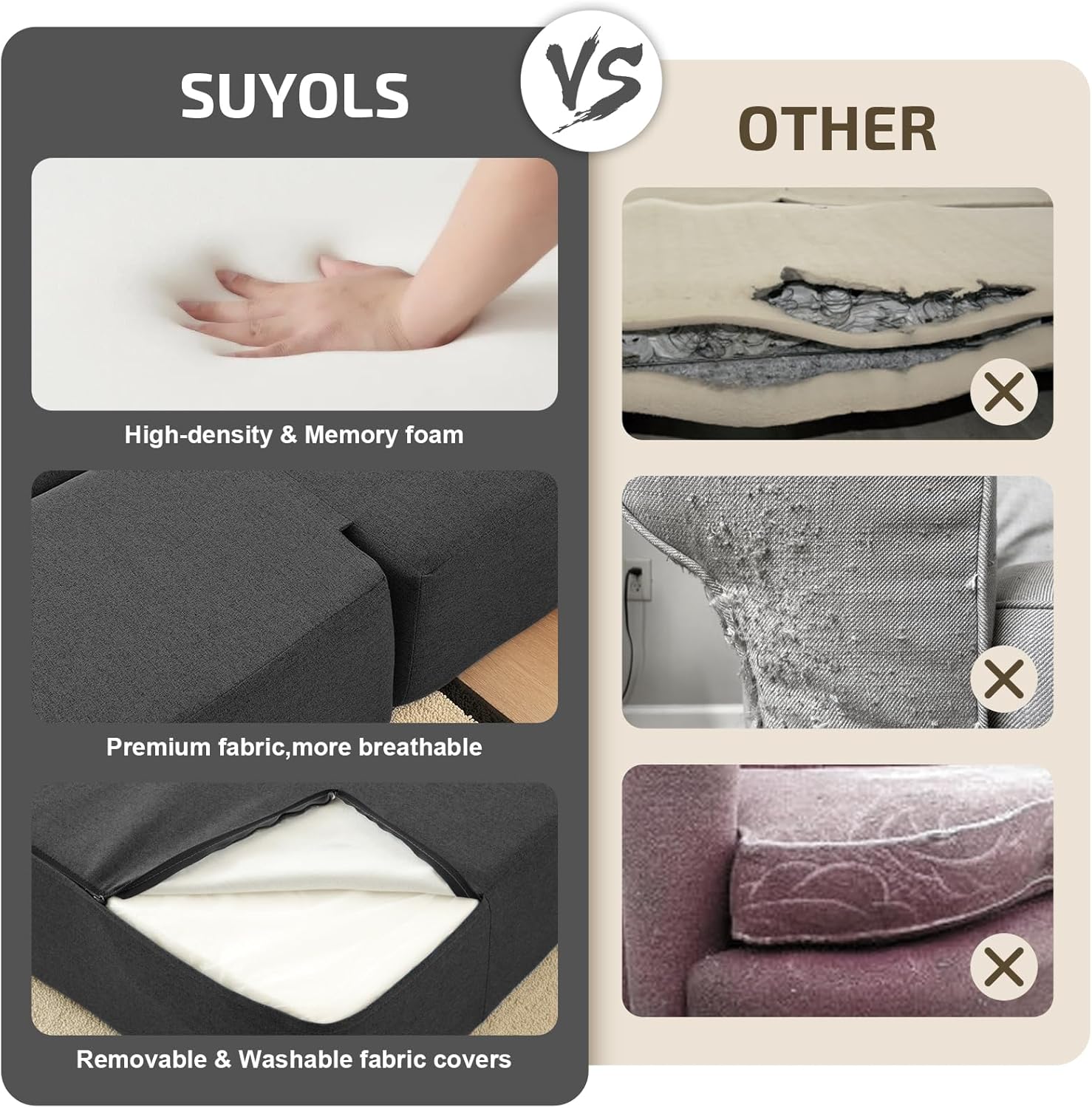 Folding Sofa Bed with Pillow- Convertible Chair Floor Couch & Sleeping Mattress, Foldable Memory Foam Sleeper for Living Room/Dorm/Guest Room/Home Office/Apartment/Loft, Single28, Dark Gray(Dark Gray,Kid)