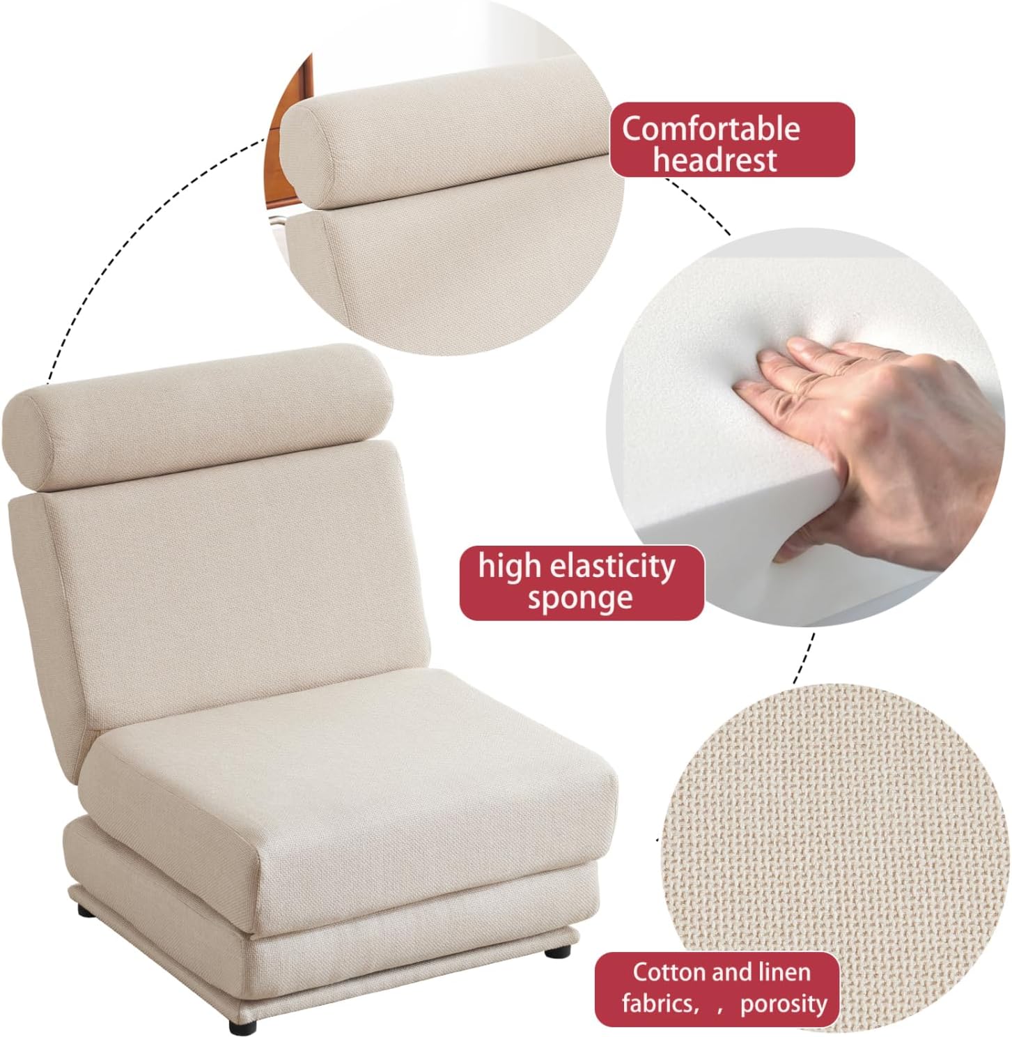 Single Sofa Chair Foldable Single Sofa Bed with Pillow,Portable Foldable Sofa Bed,Leisure Sofa Chair,Easy to Store