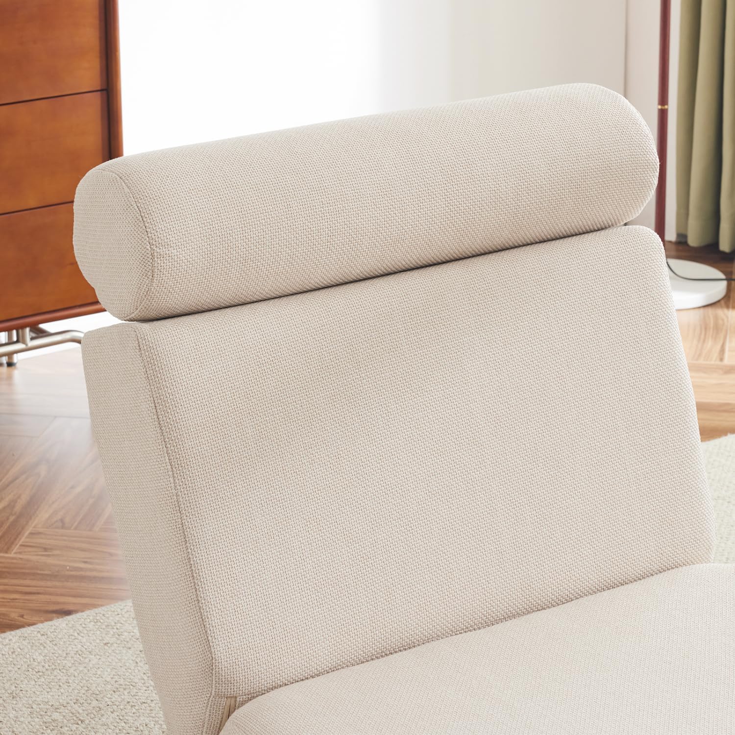 Single Sofa Chair Foldable Single Sofa Bed with Pillow,Portable Foldable Sofa Bed,Leisure Sofa Chair,Easy to Store,Made of Breathable and Wearable Linen Cream White