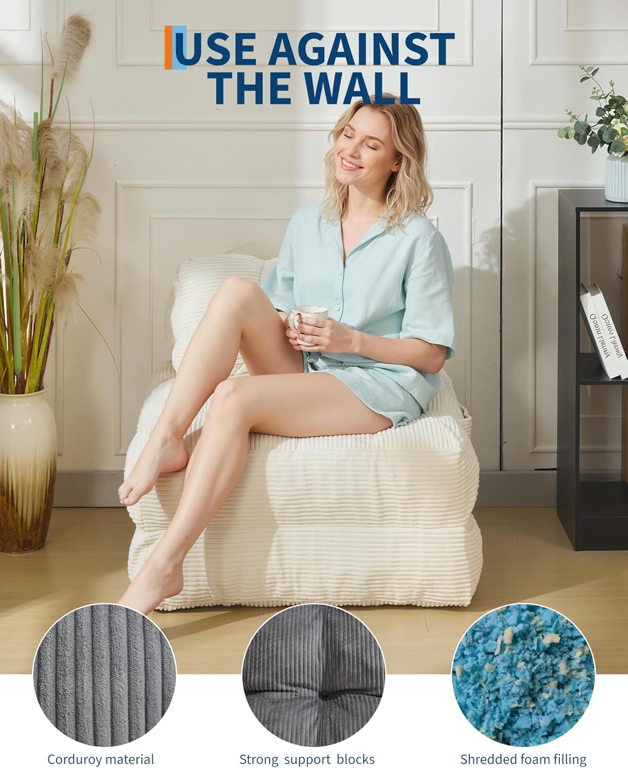 Folding Sofa Bed,Convertible Sleeper Chair with Pillow, Portable Foldable Chair and Mattress, Sleeper Chairs Single Size,Portable Lazy Floor Sofa Lounger for Small Spaces&Easy Storage,Beige(Beige)