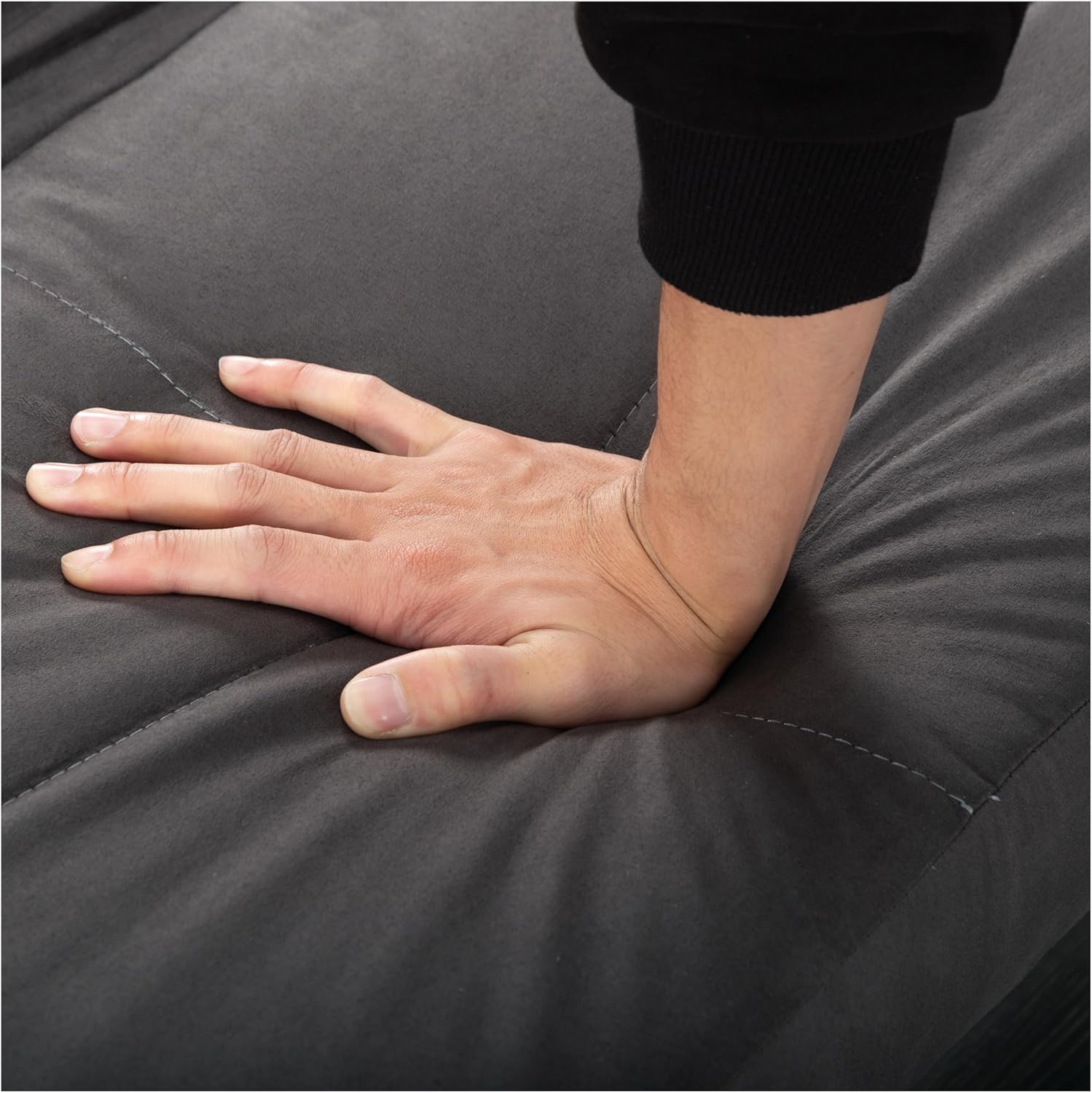 68.9” Futon Sofa Bed, Convertible Sleeper Sofa with Adjustable Backrest, Faux Suede Upholstery, Twin Size for Small Spaces - Black, Dark Grey