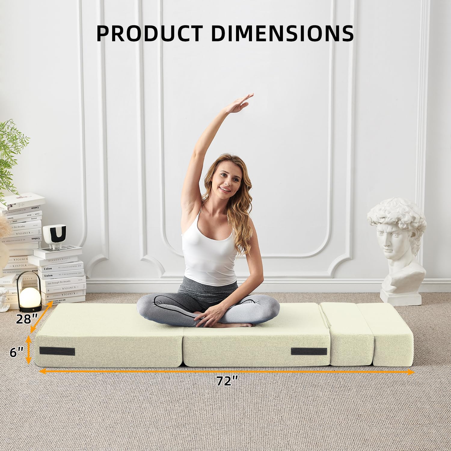 FILUXE Convertible Folding Sofa Bed - Sleeper Chair with Pillow, Modern Linen Fabric Floor & Futon Couch, Foldable Mattress for Living Room/Dorm/Guest Use/Home Office/Apartment, Single Size, Dark Gray(Cream,Single)