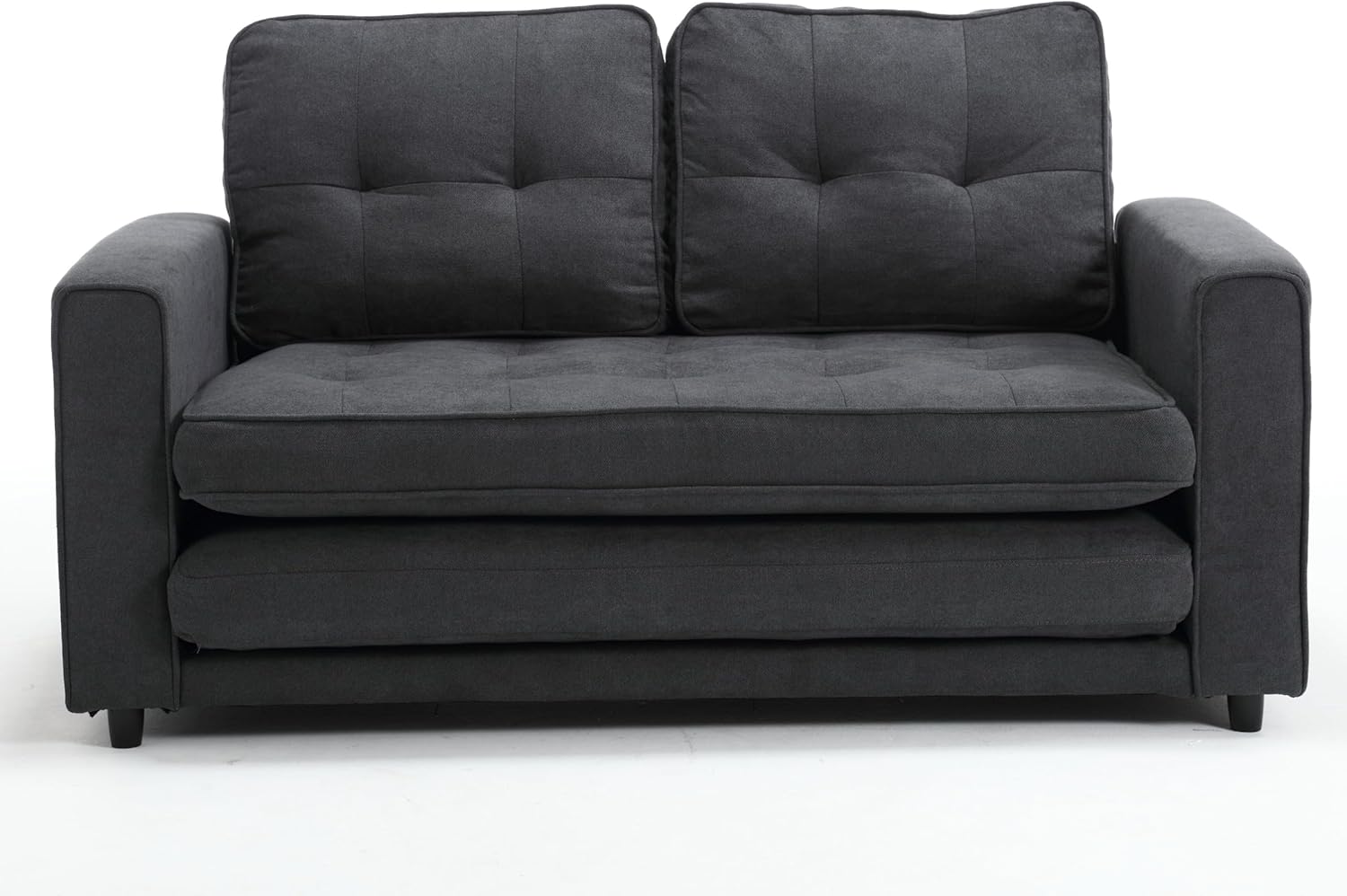 Tri-Folding Sofa Bed with Thickened Foam and Resilient Cotton, Queen-Size Pull-Out Couch with Side Pocket and Backrests for Guest Room, Small Room, Living Room, Velvety Fabrics