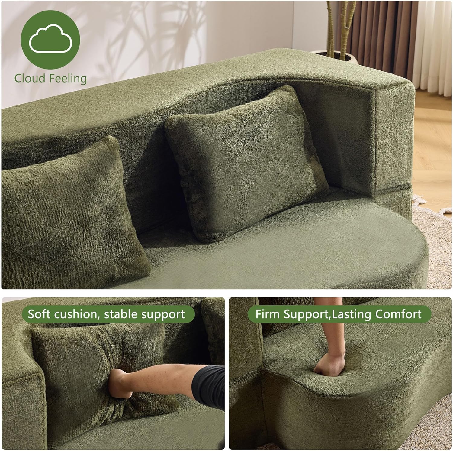 Pink Convertible Folding Sofa Bed, 71" Convertable Foldable Floor Sofa Bed & Boneless Loveseat Couch with High-Density Foam for Living Room Bedroom, No Assembly Required (Pink)(Green)