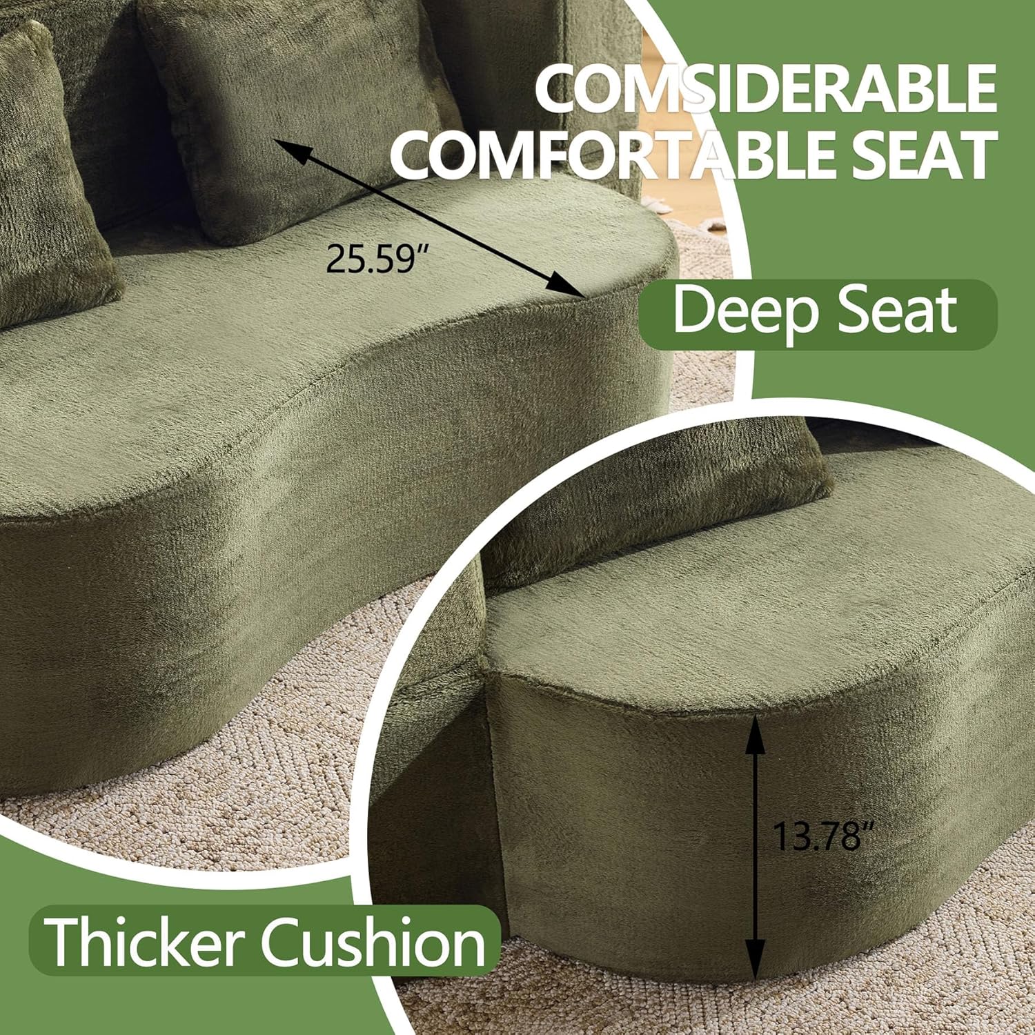 Pink Convertible Folding Sofa Bed, 71" Convertable Foldable Floor Sofa Bed & Boneless Loveseat Couch with High-Density Foam for Living Room Bedroom, No Assembly Required (Pink)(Green)