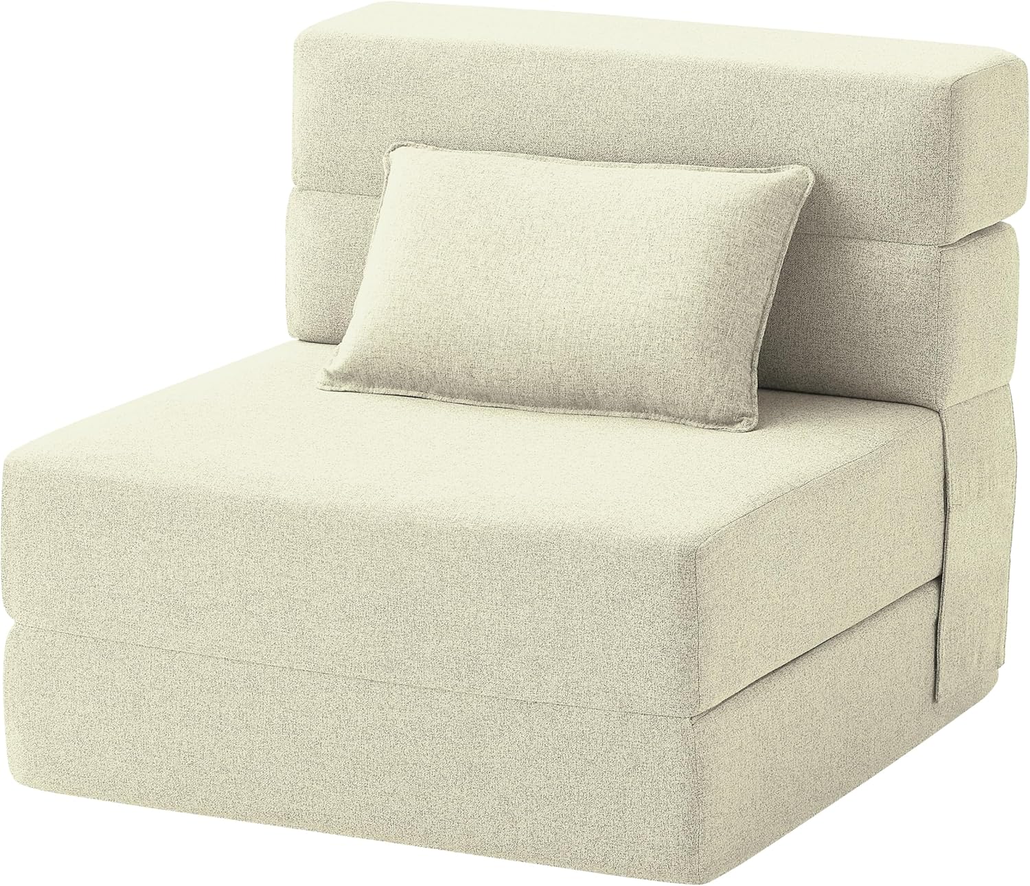 FILUXE Convertible Folding Sofa Bed - Sleeper Chair with Pillow, Modern Linen Fabric Floor & Futon Couch, Foldable Mattress for Living Room/Dorm/Guest Use/Home Office/Apartment, Single Size, Dark Gray(Cream,Single)