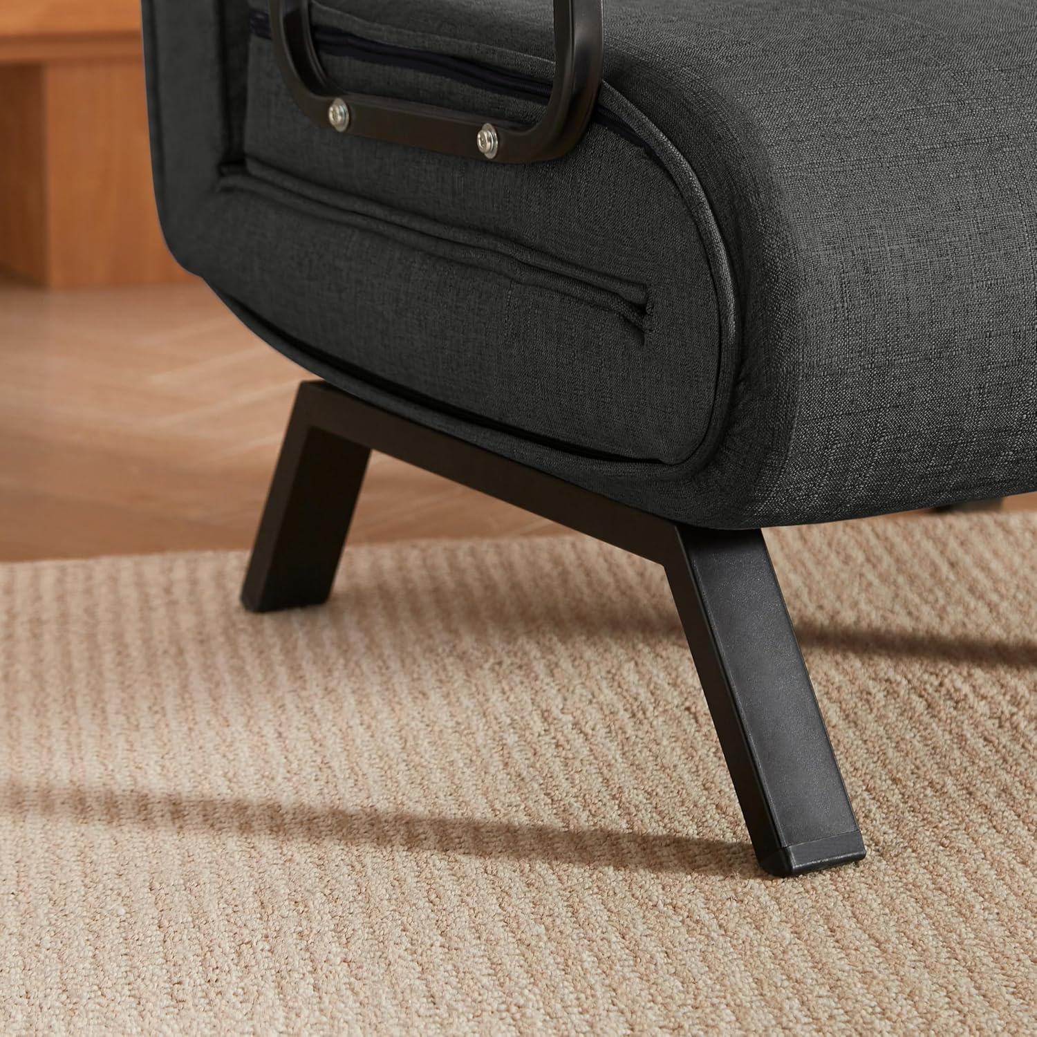 ZeHuoGe Folding Chair, Convertible Sleeper Sofa, 5 in 1 Folding Bed with 5-Position Adjustable Backrest & Pillow, Single Futon Sofa Bed for Small Spaces,Apartment,Office (Grey)(Black)