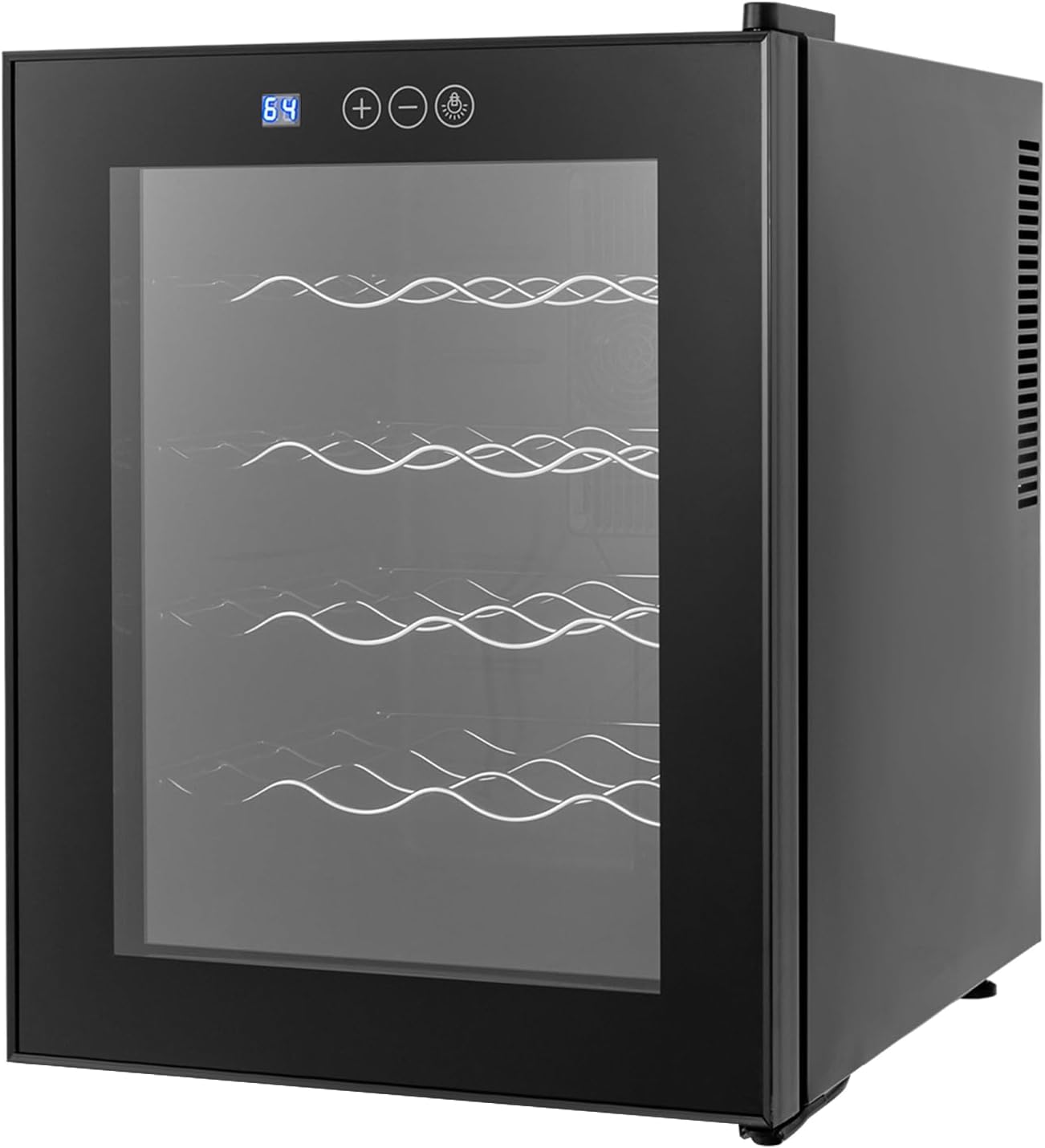 Black Wine Cooler, 48L 20 Bottle Compressor Wine Cooler Refrigerator Large Freestanding Wine Cellar with 220° Door Opening Angle For Red White Champagne or Sparkling Wine LED Display (JC-48AW)