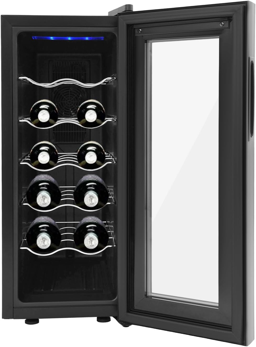 12 Bottle Wine Cooler Refrigerator, Wine Fridge, Floorstanding Wine Refrigerator with 53.6-64.4F Digital Temperature Control Glass Door