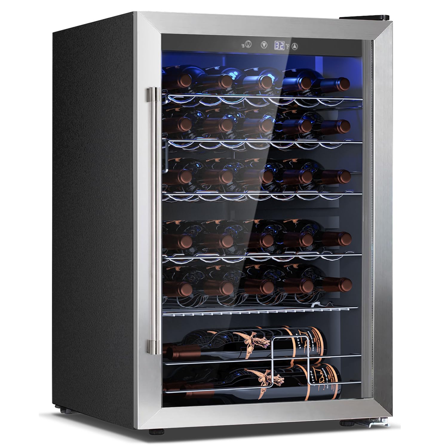 COWSAR Beverage Refrigerator, 50 Cans Wine Cooler, ETL Approved 1.3 Cu.ft Mini Fridge with Glass Door, Adjustable Shelves, Digital Temperature Freestanding Small Drink Fridge for Soda Beer or Wine