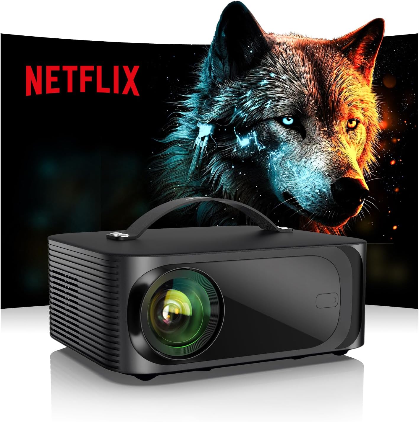 [1500 ANSI/Auto Focus/Built-in APPs] Outdoor-Projector-4K with Wifi6 and Bluetooth, Smart TV OS & DoIby, Portable Projector with Netflix/YouTube/PrimeVideo, ONOAYO 1080P Proyector with 300 ''Display