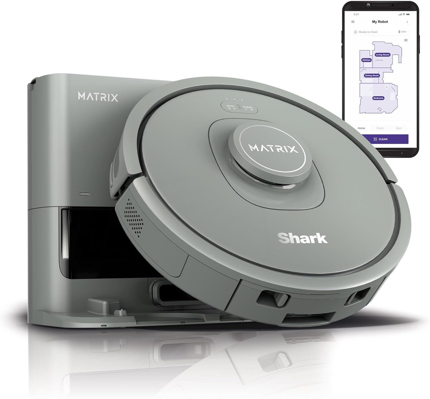 Shark RV2300S Matrix Self-Empty Robot Vacuum with No Spots Missed on Carpets & Hard Floors, Bagless 30 Day Capacity Base, Precision Home Mapping Perfect for Pet Hair, Wi-Fi, Black/Grey (Renewed)