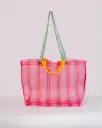 Floral Stripe Mesh Market Bag