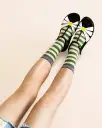 Beatrice Stripe Sheer Crew Socks - Green