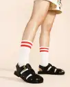 Collegiate Stripe Crew Socks - White