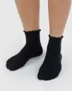 Lettuce Edge Sock Set Of 2 - Heather Grey & Black