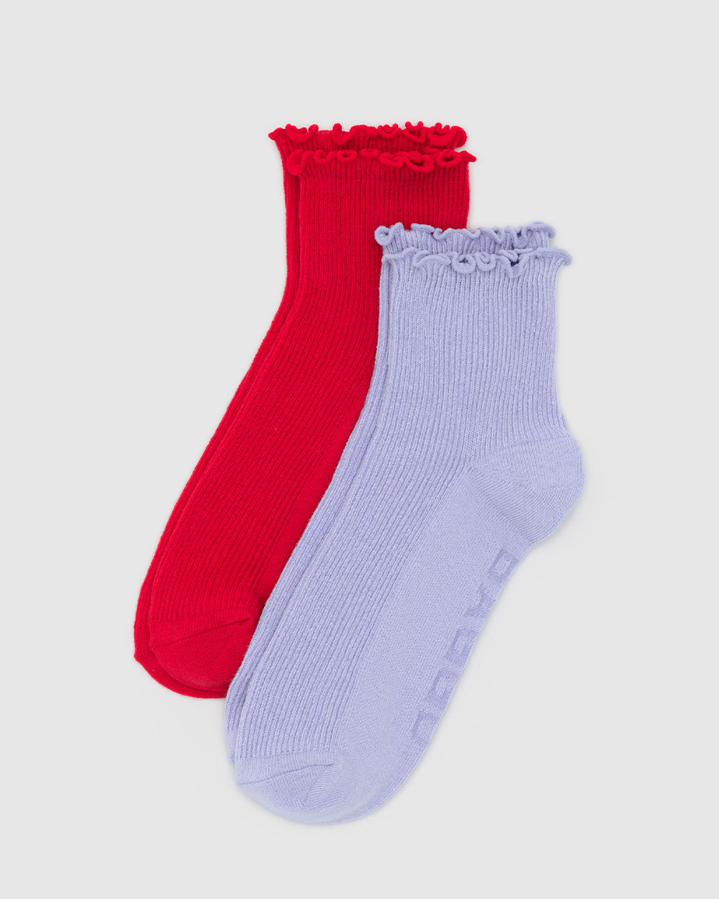 Lettuce Edge Sock Set Of 2 - Lavender & Red