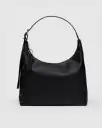 Recycled Leather Shoulder Bag - Black