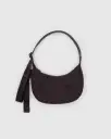 Small Nylon Crescent Bag w/ Key Leash - Chocolate Plum