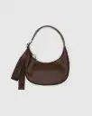 Small Recycled Leather Crescent Bag - Brown