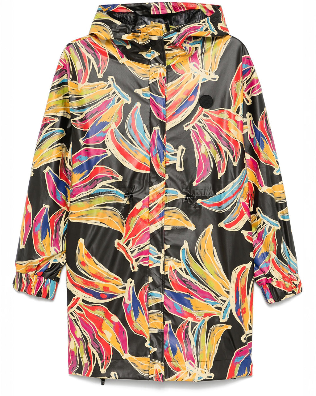 Black Artsy Bananas Short Raincoat