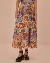 Cream Hearts Ikat Midi Skirt