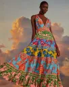 Mixed Lace Garden Midi Dress