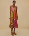 Multicolor Mixed Scarves Midi Dress