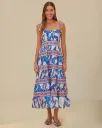 Off-White Blue Foliage Midi Dress