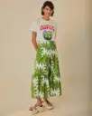 Off-White Palm Fan Organic Cotton Maxi Skirt