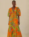 Orange Fresh Macaws Midi Dress