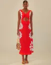 Red Ainika Shell Euroflax Midi Dress