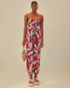 Red Summer Foliage Organic Cotton Jumpsuit