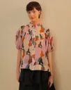 The Kiss Multicolor Short Sleeve Blouse