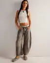 We The Free Good Luck Mid-Rise Barrel Jeans - Archive Grey